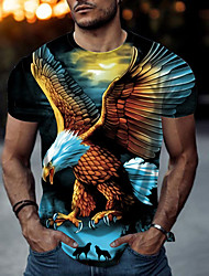 cheap -Men&#039;s T shirt 3D Print Eagle Animal Crew Neck Street Casual Print Short Sleeve Tops Sportswear Casual Fashion Comfortable Blue