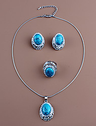 cheap -Women&#039;s Blue Head Jewelry Hoop Earrings Pendant Necklace Classic Basic Elegant Vintage European Earrings Jewelry Turquoise For Wedding Gift Engagement Work Three-piece Suit / Bridal Jewelry Sets