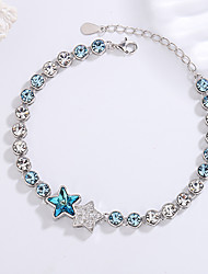 cheap -Women&#039;s Crystal Bracelet Classic Heart Stylish Cute S925 Sterling Silver Bracelet Jewelry Blue For Wedding Gift