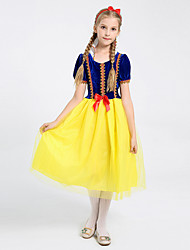 cheap -Snow White Cosplay Costume Flower Girl Dress Vacation Dress Girls&#039; Movie Cosplay Cute Yellow Dress Children&#039;s Day New Year Masquerade Polyester
