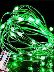 cheap -St. Patrick&#039;s Day Lights Green Color Lights Remote Control Silver Copper Wire Battery Powered 8 Mode Outdoor Fairy Garland Christmas New Year Decoration Festoon