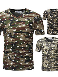 cheap -Men&#039;s T shirt Tee 3D Print Graphic Camouflage Star V Neck Casual Daily Print Short Sleeve Tops Cotton Lightweight Fashion Big and Tall Sports Black Army Green Coffee / Summer