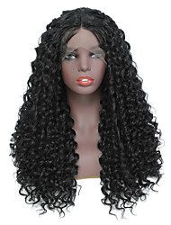 cheap -Synthetic Lace Wig Afro Curly Style 16-26 inch Black Middle Part 13*2.5 lace front Wig All Wig Black