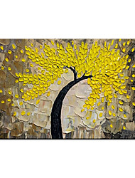cheap -Oil Painting Handmade Hand Painted Wall Art Knife Yellow Flower Tree Painting Brown Thick Acrylic Abstract Home Decoration Decor Rolled Canvas No Frame Unstretched