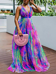 tie dye v neck maxi dress