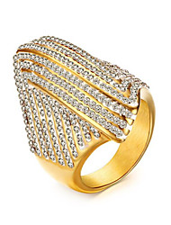 cheap -Ring Party Geometrical Gold Titanium Steel Vertical / Gold bar Fashion 1pc AAA Cubic Zirconia / Women&#039;s
