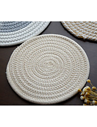cheap -Round Braided Placemats White Placemat Table Mats for Kitchen Dinning Home Table Non-Slip Woven Vinyl Heat-Resistant Anti-Skid
