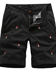 cheap -Men&#039;s Embroidered Bird Cargo Shorts Athleisure Chinos Tactical Cargo Knee Length Pants Zip Button Closure Casual Summer Shorts Daily Inelastic Solid Color Outdoor Sports Mid Waist Gray Khaki