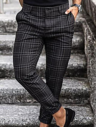 cheap -Men&#039;s Fashion Streetwear Chinos Trousers Pocket Pants Business Casual Lattice Breathable Soft Mid Waist Black M L XL XXL 3XL