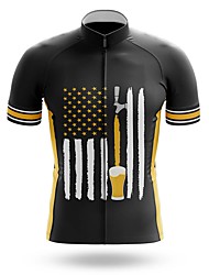cheap -21Grams® Men&#039;s Short Sleeve Cycling Jersey American / USA Bike Top Mountain Bike MTB Road Bike Cycling Black Spandex Polyester Breathable Quick Dry Moisture Wicking Sports Clothing Apparel