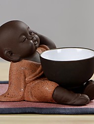 cheap -Purple Sand Little Monk Tea Pet Water Spray Ceramic Character Ornaments Toy Accessories Color Change Cute Pee Boy
