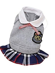 cheap -pet dog clothes lovers&#039; preppy style shirt dress puppy matching outfits 4 colors (xs, grey dress)