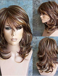 cheap -Brown Wigs for Women Synthetic Wig Curly Minaj Layered Haircut Wig Long Medium Brown Strawberry Blonde Synthetic Hair for Party