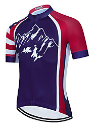 cheap -21Grams® Men&#039;s Short Sleeve Cycling Jersey Graphic American / USA Bike Top Mountain Bike MTB Road Bike Cycling Red Blue Spandex Polyester Breathable Quick Dry Moisture Wicking Sports Clothing Apparel