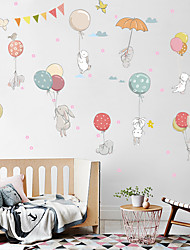 cheap -Happy Easter Cute Balloon Flying Rabbit Wall Stickers Removable Waterproof Stickers Modern Home Children&#039;s Room Decoration Combination Stickers