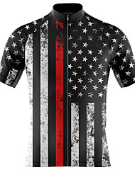 cheap -21Grams® Men&#039;s Short Sleeve Cycling Jersey American / USA Bike Top Mountain Bike MTB Road Bike Cycling Spandex Polyester Breathable Quick Dry Moisture Wicking Sports Clothing Apparel Black