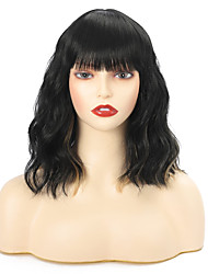 cheap -Tip Color Natural Wavy Wig With Air Bangs Black to Ash Blonde Bob Wigs for Women&#039;s Shoulder Length Curly Wavy Cosplay Bob Wig for Girls(12T1B/27
