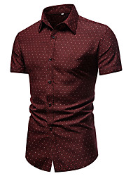 cheap -Men&#039;s Shirt Geometric Argyle Classic Collar Casual Daily Short Sleeve Tops Casual Fashion White Wine Orange