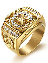 cheap -Ring Party Geometrical Gold Titanium Steel Totem Series Fashion 1pc Cubic Zirconia / Men&#039;s / Men&#039;s