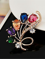 cheap -Women&#039;s AAA Cubic Zirconia Brooches Classic Flower Stylish Brooch Jewelry Gold For Gift Daily