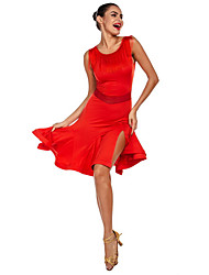 cheap -Women&#039;s Dancer Zumba Latin Dance Modern Dance Dress Party Dress Tango Dance Costume Party Stylish Modern Style Polyester Red Dress