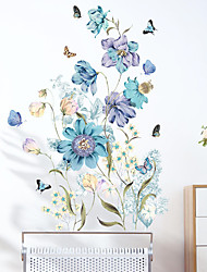 cheap -Blue Flower Butterfly Bedroom Porch Bedside Home Wall Decoration Wall Sticker Self-adhesive
