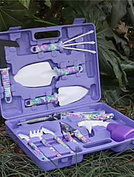 cheap -Garden Tools Set Box 10pcs Gardening Tools Pruning Purple Printing Garden Tools Set Plastic Box