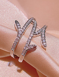 cheap -Women Statement Ring Wedding Geometrical Silver Brass Botanical Luxury Elegant Fashion 1pc AAA Cubic Zirconia / Women&#039;s