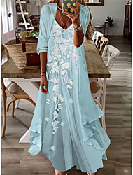 cheap -Women&#039;s A Line Dress Maxi long Dress Blue Pink Khaki Light Blue Half Sleeve Floral Ruched Spring Summer V Neck Elegant Casual 2022 S M L XL XXL 3XL