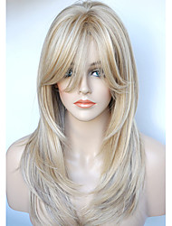 cheap -Long Layered Shoulder Length Wig Synthetic Hair Fiber Highlight Multicolor Wig for  Women