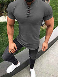 cheap -men&#039;s short-sleeved solid color st-up collar keyhole t-shirt hot style 701 multi-color multi-code
