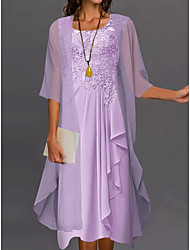 cheap -Women&#039;s A Line Dress Midi Dress Blue Purple Pink Half Sleeve Floral Pure Color Ruched Mesh Fall Spring Crew Neck Elegant Casual Classic 2022 S M L XL XXL 3XL