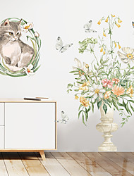 cheap -Potted Flowers Cat Butterfly Porch Bedroom Home Wall Decoration Wall Stickers Self-adhesive