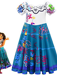 cheap -Encanto Mirabel Madrigal Cosplay Costume Flower Girl Dress Vacation Dress Girls&#039; Movie Cosplay Cute Purple Dark Blue Orange Dress Children&#039;s Day New Year Masquerade Polyester