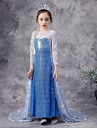cheap -Princess Elsa Cosplay Costume Flower Girl Dress Vacation Dress Girls&#039; Movie Cosplay Cute Light Blue Dress Children&#039;s Day New Year Masquerade Organza