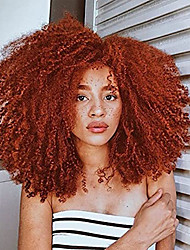 orange long curly wig