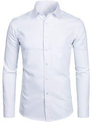 cheap -Men&#039;s Shirt Solid Colored Collar Wedding Work Long Sleeve Slim Tops Business Streetwear Wine Blue White/Wedding