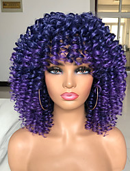 cheap -Blue Wigs for Women Curly Wig with Bangs for Black Women Short Kinky Curly Hair Afro Wig Synthetic Heat Resistant Natural Looking for Daily Wear (Blue Purple)