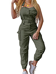 cheap -Women&#039;s Casual School Casual Daily 2022 Green Black Pink Jumpsuit Solid Color