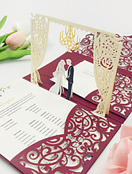 preiswerte -Gefaltet Hochzeits-Einladungen 1 PC - Einladungskarten Perlenpapier 5 &quot;x 7 ¼&quot; (12,7 * 18,4cm)