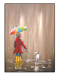 cheap -Oil Painting Handmade Hand Painted Wall Art Modern Abstract Cartoon Children With Dog Home Decoration Decor Rolled Canvas No Frame Unstretched