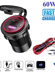 cheap -Factory Outlet 60 W Output Power USB Car USB Charger Socket Fast Charge CE Certified For Cellphone Universal D2 1 pc