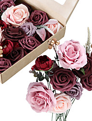 cheap -Artificial Flowers Combo Rose for DIY Wedding Bouquets Centerpieces Arrangements Party Baby Shower Home Decorations Bridal Shower