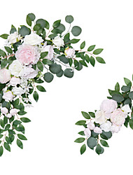 cheap -Artificial Wedding Arch Flowers Eucalyptus Leaves Large Rose Floral Swags for Wedding Chair Sheer Drapes Arbor Wedding Ceremony and Reception