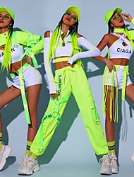 cheap -Women&#039;s Kpop Dancer DJ Dancing Street Dance Outfit Cornrows Hip-Hop Jazz Urban Polyester Green Lime Green Mint Green Top Pants Shorts / Hat / Waist Belt
