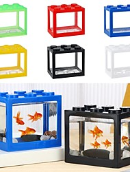 cheap -PVC Betta Fish Tank Mini Aquarium Betta Fish Accessories Building Block Decor Ornamental Aquarium Tank Pet Decoration