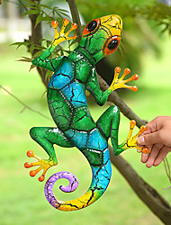 cheap -Bigger Size Gecko Figurine - Outdoor Metal Hanging Gecko Wall Art Ornaments Lizard Wall Sculptures &amp; Statues Decoration for Home Garden Farmhouse Porch Patio Lawn Fence Backyard