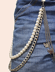 cheap -Women&#039;s Unisex Pants Chain Wallet Chain Pocket Chain Metal Chain Buckle Free Bead Pearl Decor Casual Classic Party Daily Silver