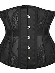 cheap -Corset Women&#039;s Corsets Comfortable Underbust Corset Backless Tummy Control Lace Pure Color Hook &amp; Eye Lace Up Polyester Party &amp; Evening Running Spring Summer Black / Tie Back