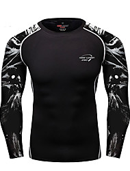 cheap -Men&#039;s Long Sleeve Compression Shirt Running Base Layer Top Athletic Athleisure Spandex Breathable Moisture Wicking Soft Running Active Training Walking Jogging Exercise Sportswear Black / Silver
